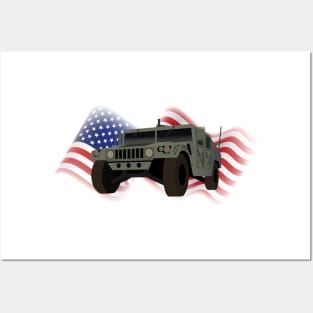 Patriotic American Army Military Truck Posters and Art